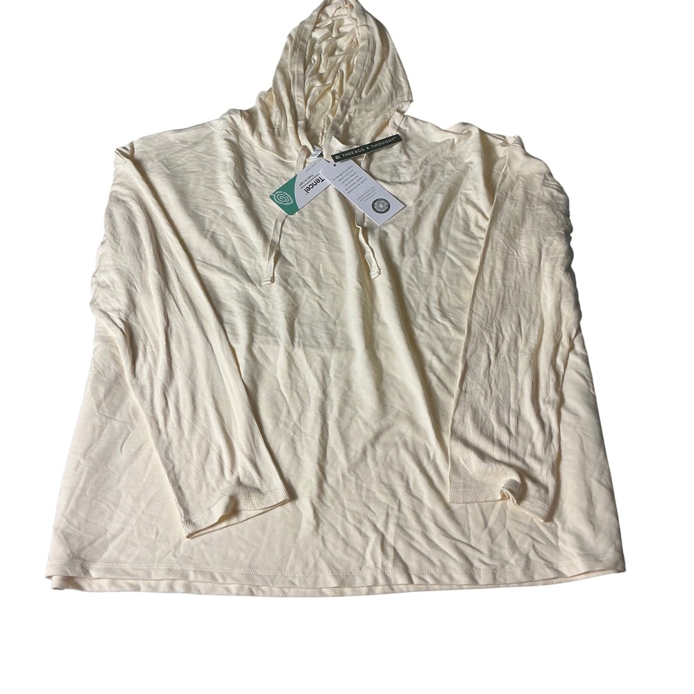 Threads 4 Thought Hoodie 2X Cream Tencel Blend Long Sleeve Relaxed Fit